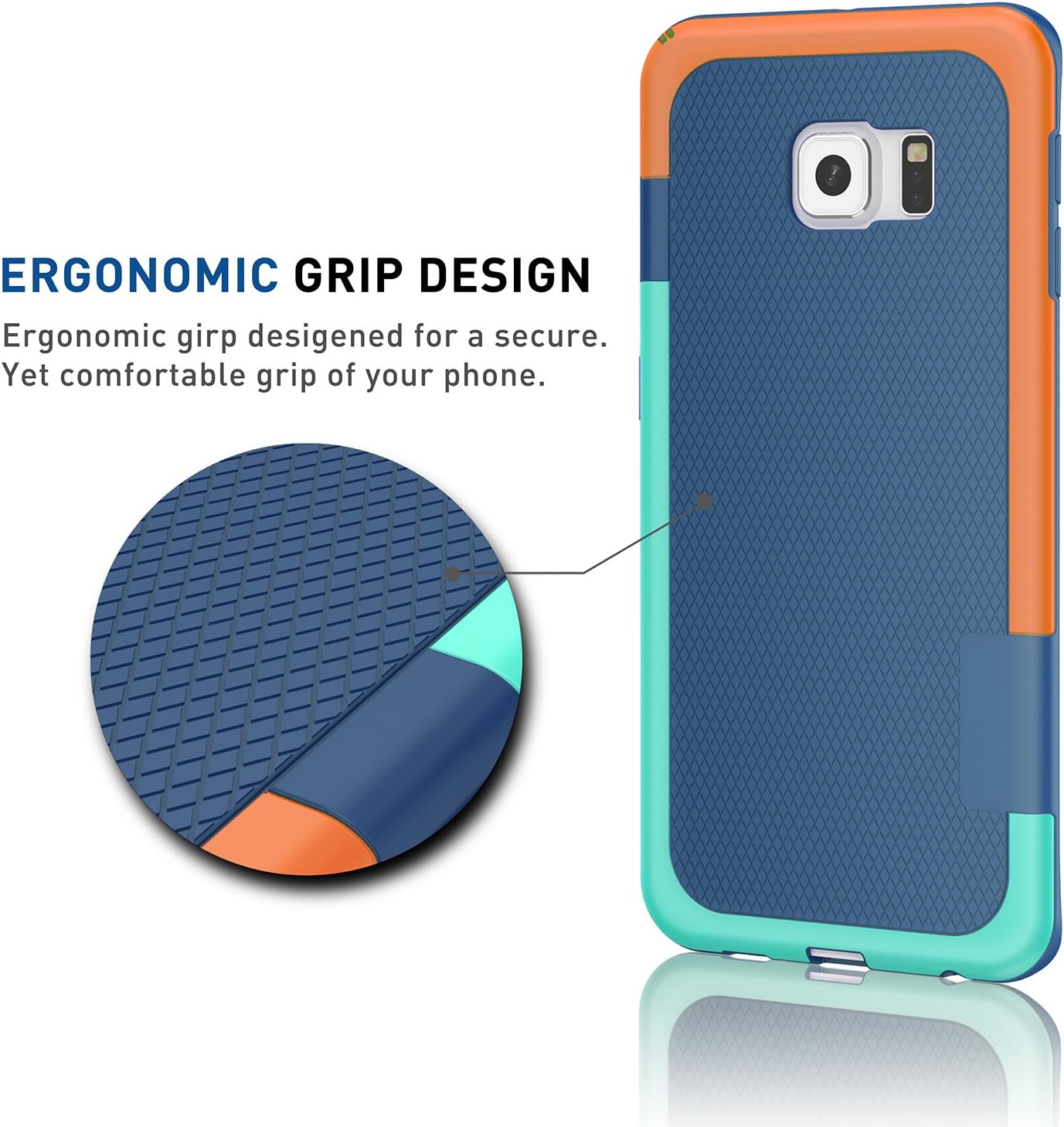 TILL for Galaxy S6 Edge Case, (TM) Ultra Slim 3 Color Hybrid Impact Anti-Slip Shockproof Soft TPU Hard PC Bumper Extra Front Raised Lip Case Cover for Samsung Galaxy S6 Edge G925 [Blue]