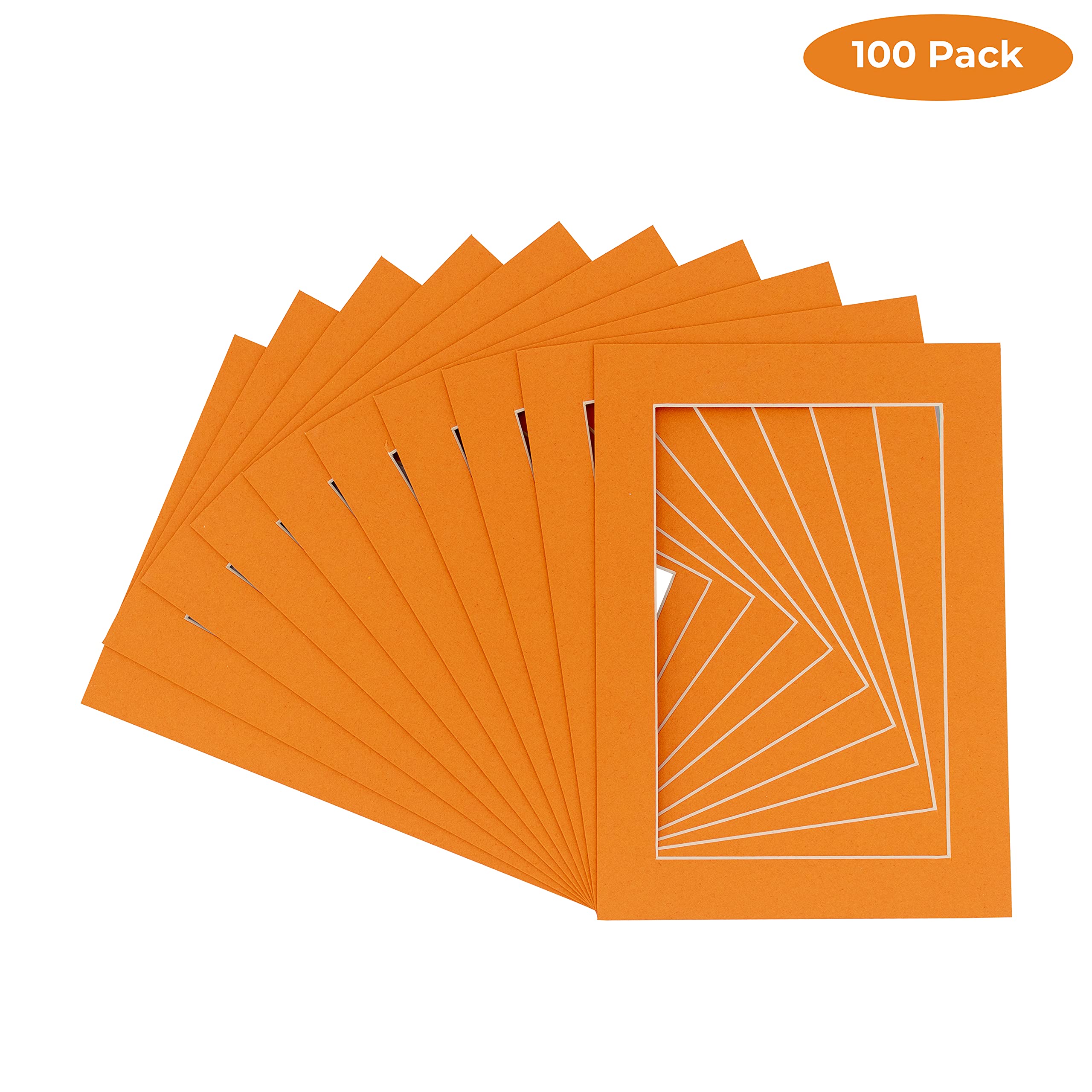 CountryArtHouse Orange Acid Free 5x7 Picture Frame Mats with White Core Bevel Cut for 4x6 Pictures - Fits 5x7 Frame - Pack of 10 Mats