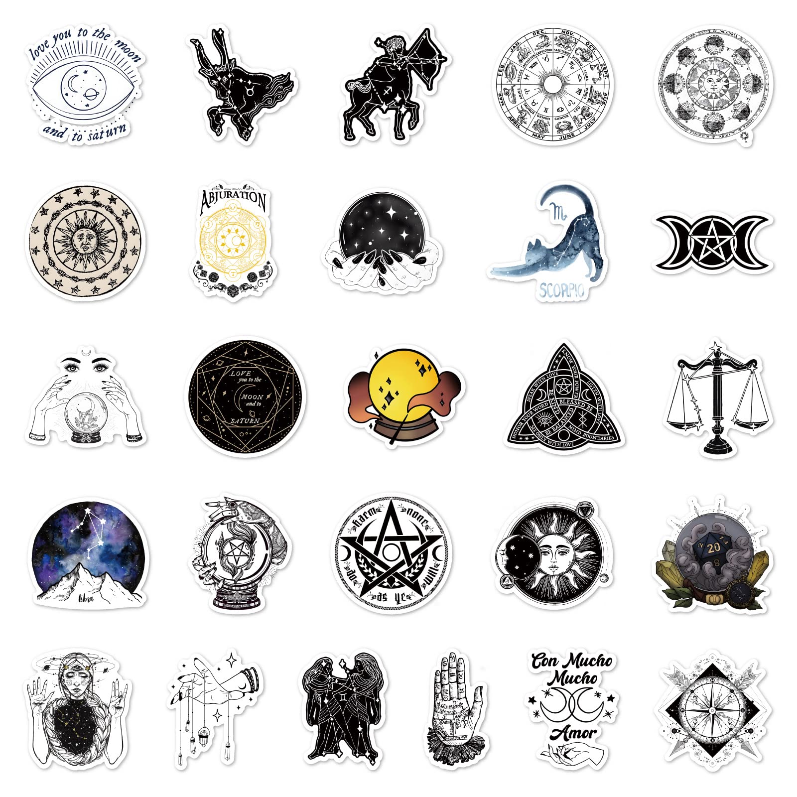 Astrology Stickers 50pcs,Aesthetic Decoration Water Bottles Vinyl Stickers for Scrapbook,Laptop,Kid,Teen,Girl - Image 4