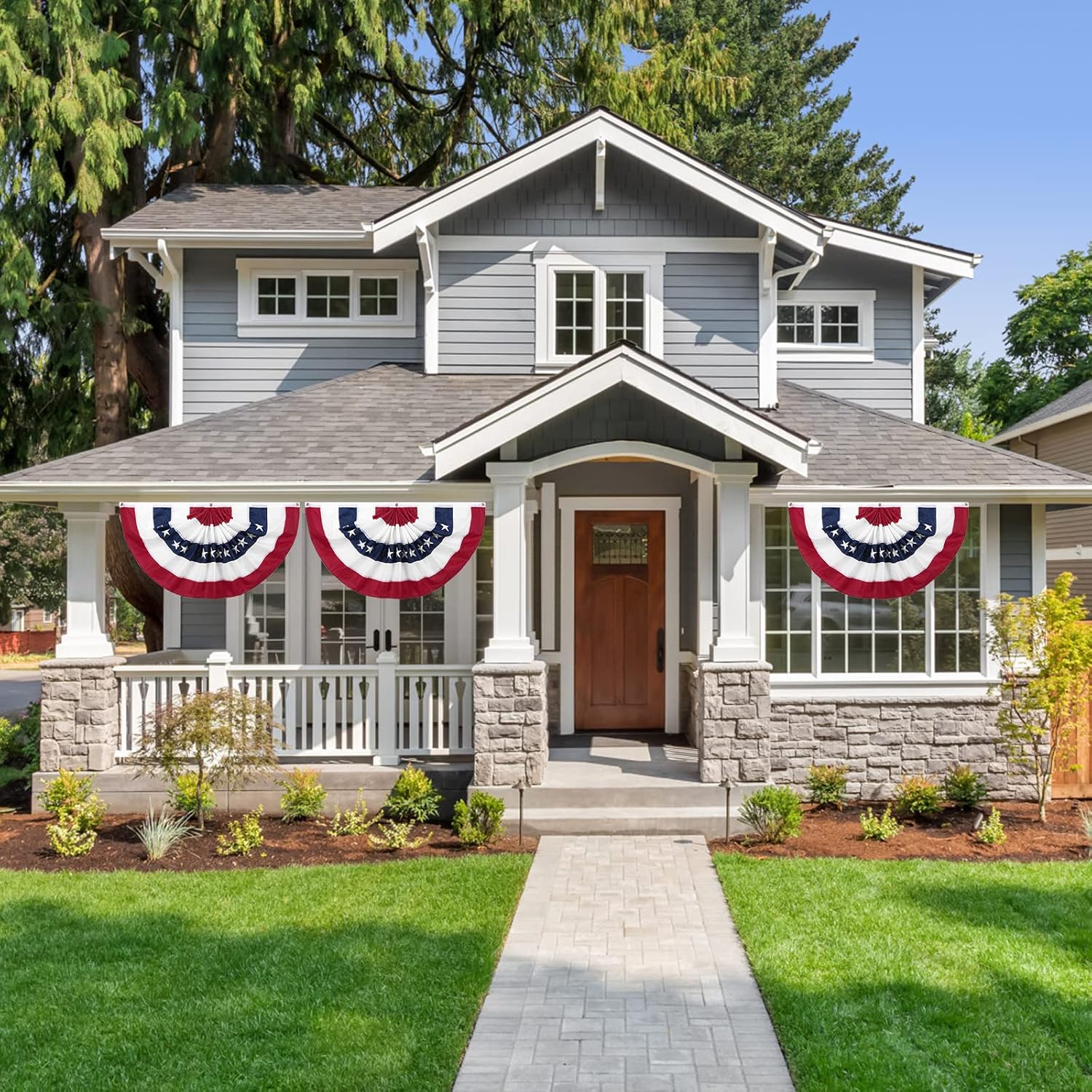 4 Pack American Fan Bunting for Outside 2 x 4 FT American Pleated Fan Flag,American Flag Bunting Patriotic Decorations Bunting Flags for Outdoor Yard Party,Presidents Day Decorations Flags - Image 4