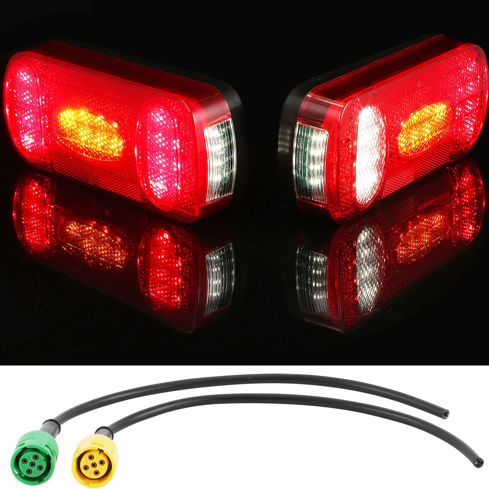 Pilotos Traseros Remolque LED 12/24V Homologados 7Funcione Luz Antiniebla/Piloto Marcha Atrás/Luces de Matrícula