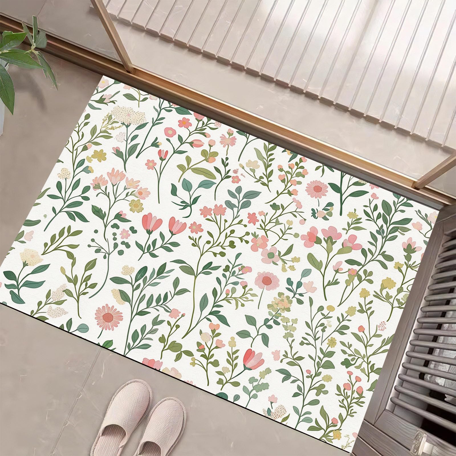 Alfombra pequeña de pelo corto para interior, un felpudo beige de 50x80 cm