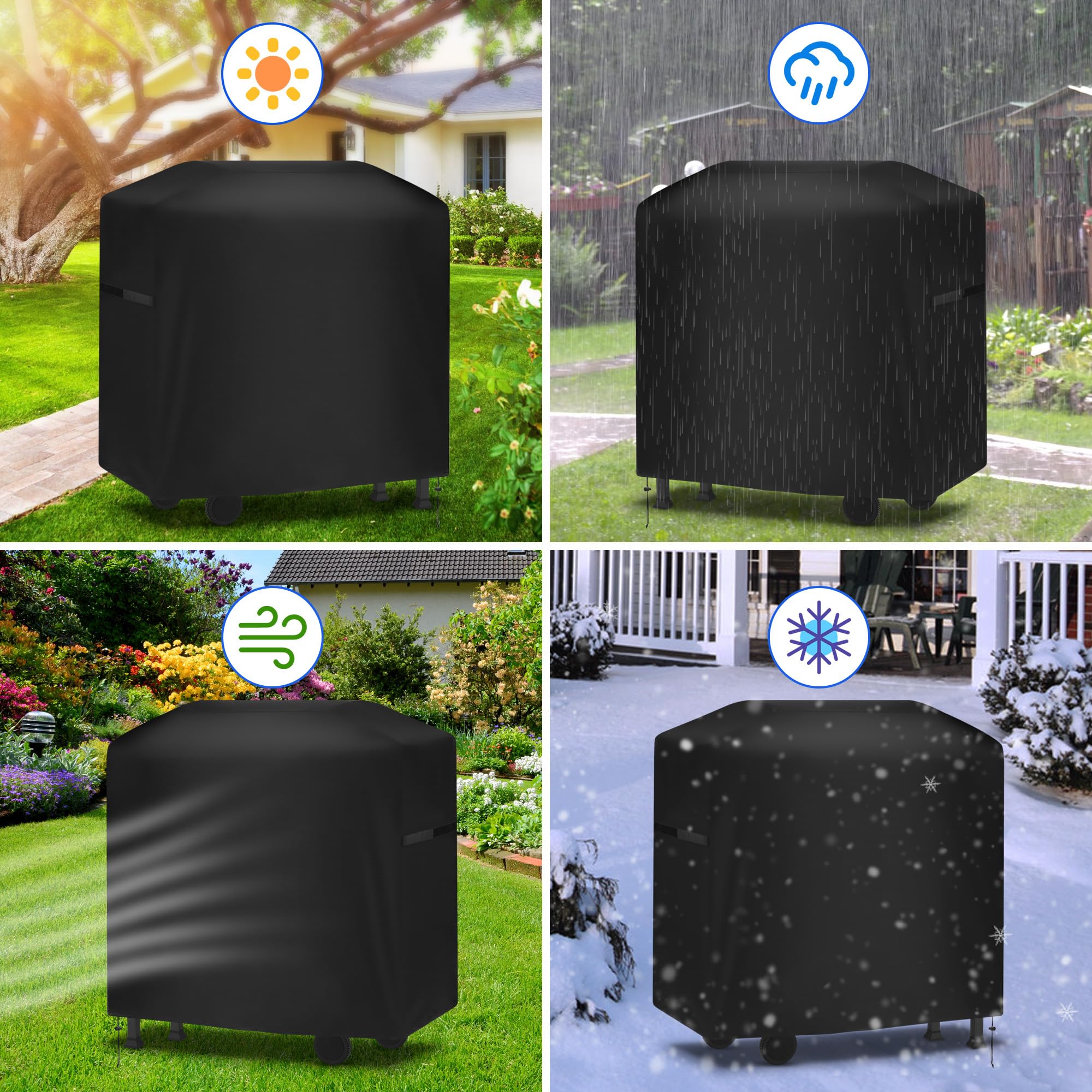 Copertura Barbecue da Esterno Impermeabile 420D Oxford Telo Resistente UV Strappi 117x66x117cm Nero