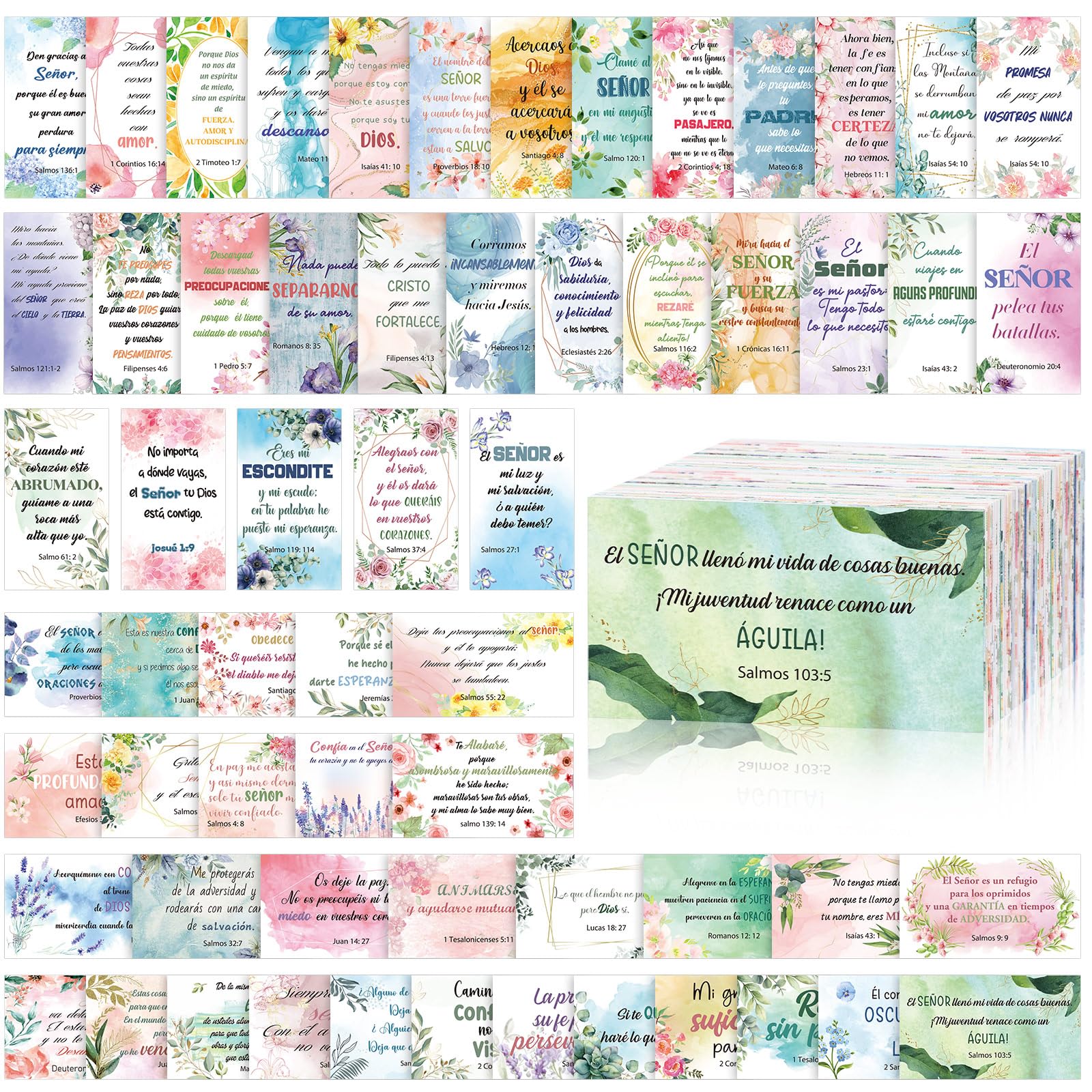 Resholder 240 Pcs Bible Verse Cards in Spanish Prayer Greeting Cards with Assorted Bible Verses Versículos Bíblicos En Español Church Christian
