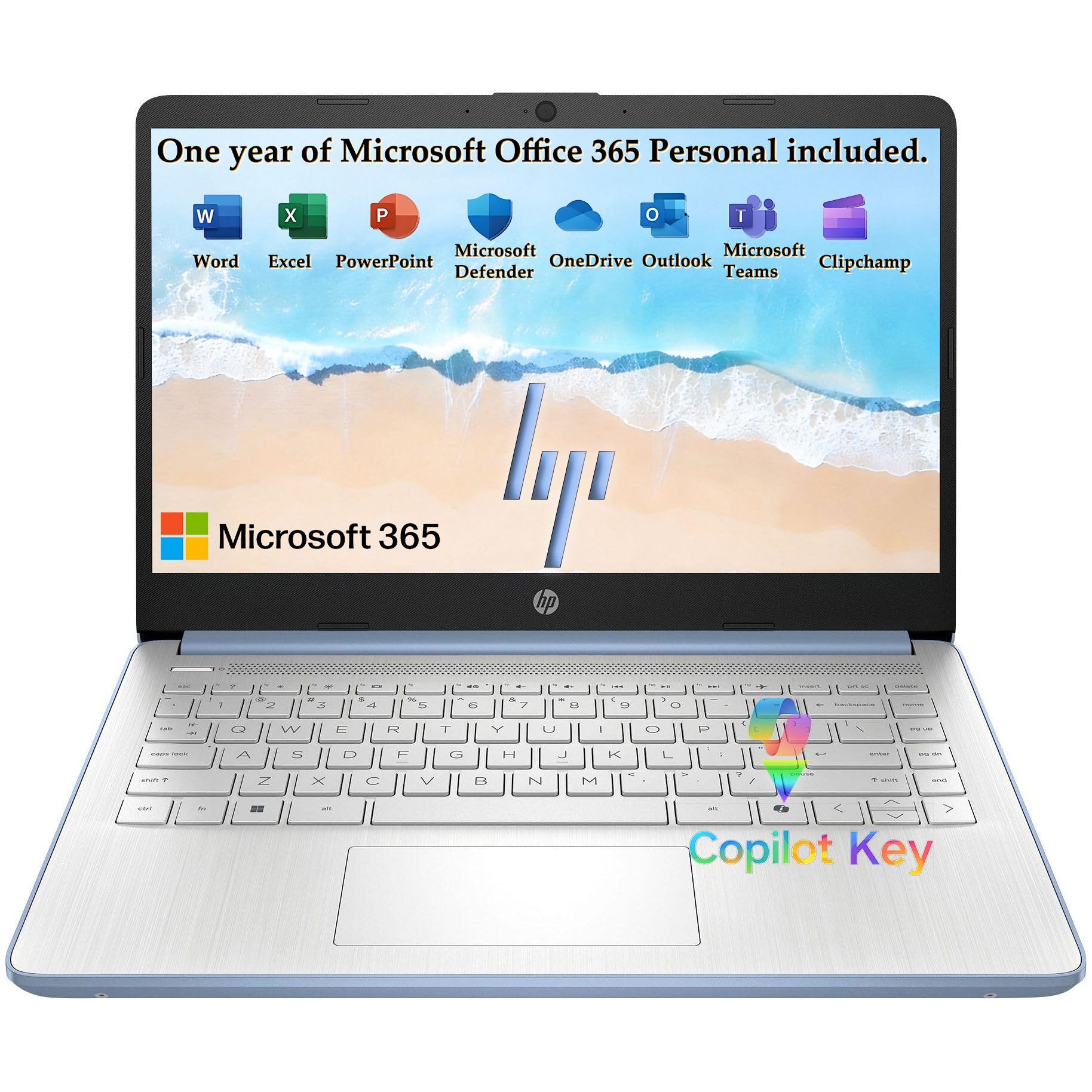 HP 2026 Everyday Laptop, Intel CPU, 128GB Storage, Copilot AI, Office 365 | 1TB Cloud Storage, Windows 11, Fast Charge, WiFi 6, Long Battery Life, Lightweight & Portable, Study & Work, Sky Blue