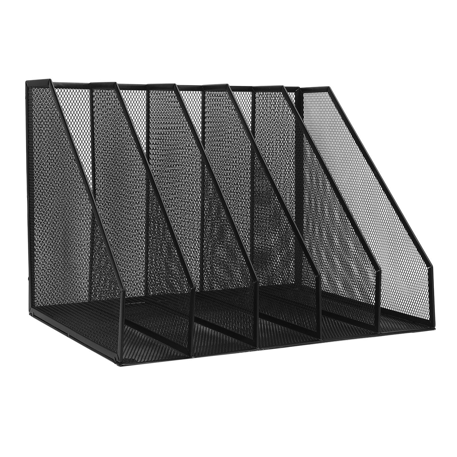 Taidda 5 Section Vertical File Organizer, Upright File Holder, Iron Mesh Desk Document Organizer with 5 Compartments, Ideal for Office, Home &