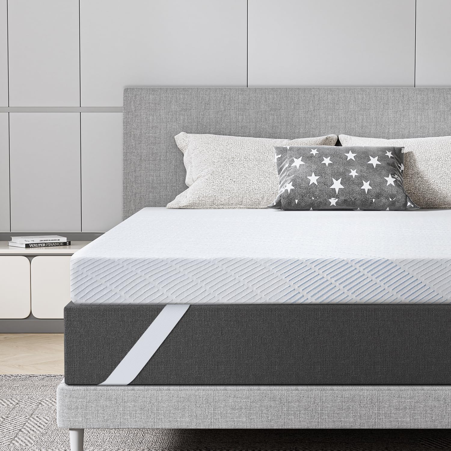 BedStory Gel Topper 180x200cm 10cm Höhe Matratzentopper aus Gel Memory Foam，H3&H4 Gel Schaum Bambus Topper mit atmungsaktivem Bezug für Wohnwagen Schlafsofa Boxspringbett