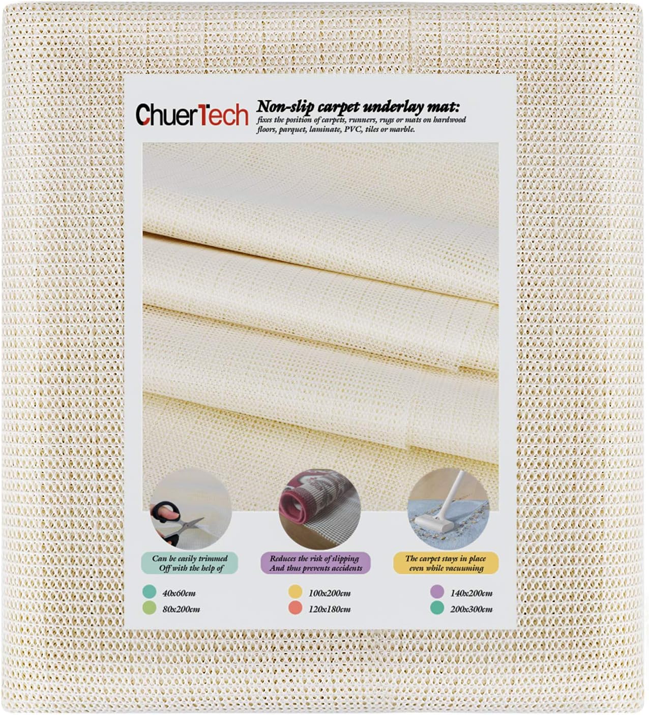 Non Slip Mat Mesh, (200x300cm) Non Slip Rug Carpet Underlay Anti Slip