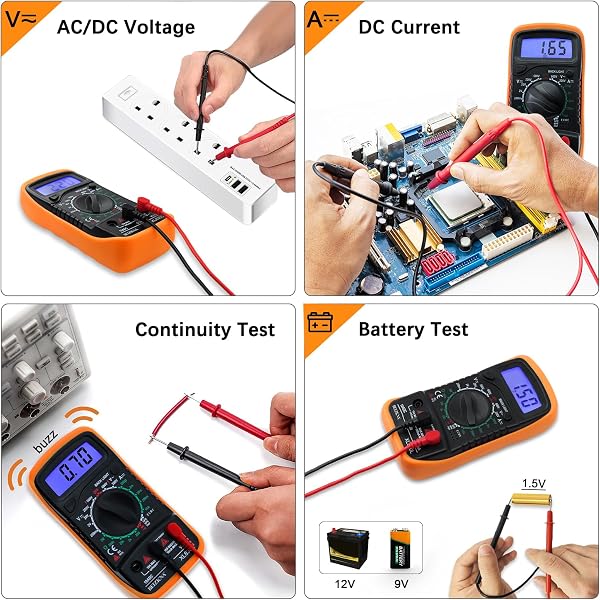 Digital Multimeter Voltmeter Battery Multi Tester Voltage Ohmmeter AC DC Volt OHM Amp Current Meter Continuity Circuit Resistance Diode Electrical Tester Ammeter with LCD Display Backlight - 5