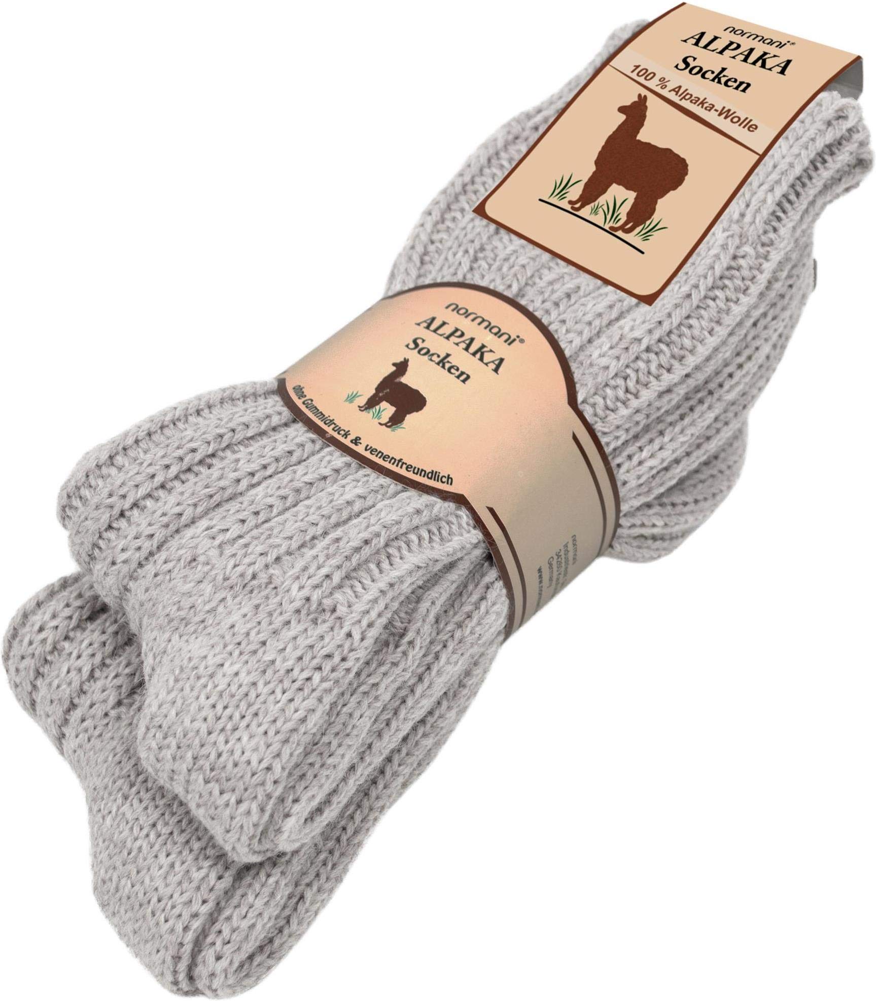 normani 2 Paar Alpaka Wintersocken aus reiner Naturfaser 100% Alpaka- und Schafwolle