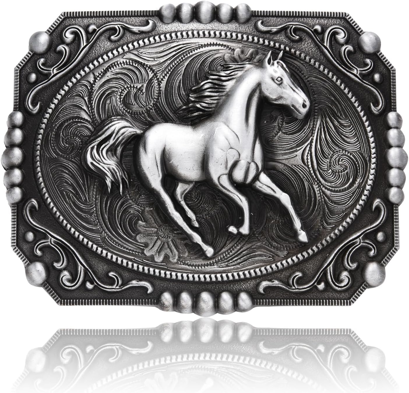 Vintage Cross Eagle Horse Belt Buckles for Men, Rodeo Cowboy Belt Buckle Mens, Large Western Belt Buckles