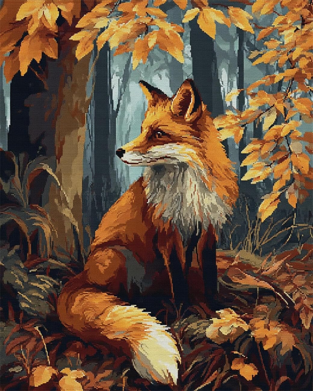 Rkflgew C Diy Embroidery Beads Set Fox Portrait 30X40cm