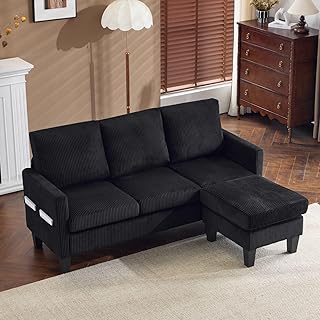 VINGLI 68.5' L Shaped Couch with Movable Storage Ottoman, Convertible Se...