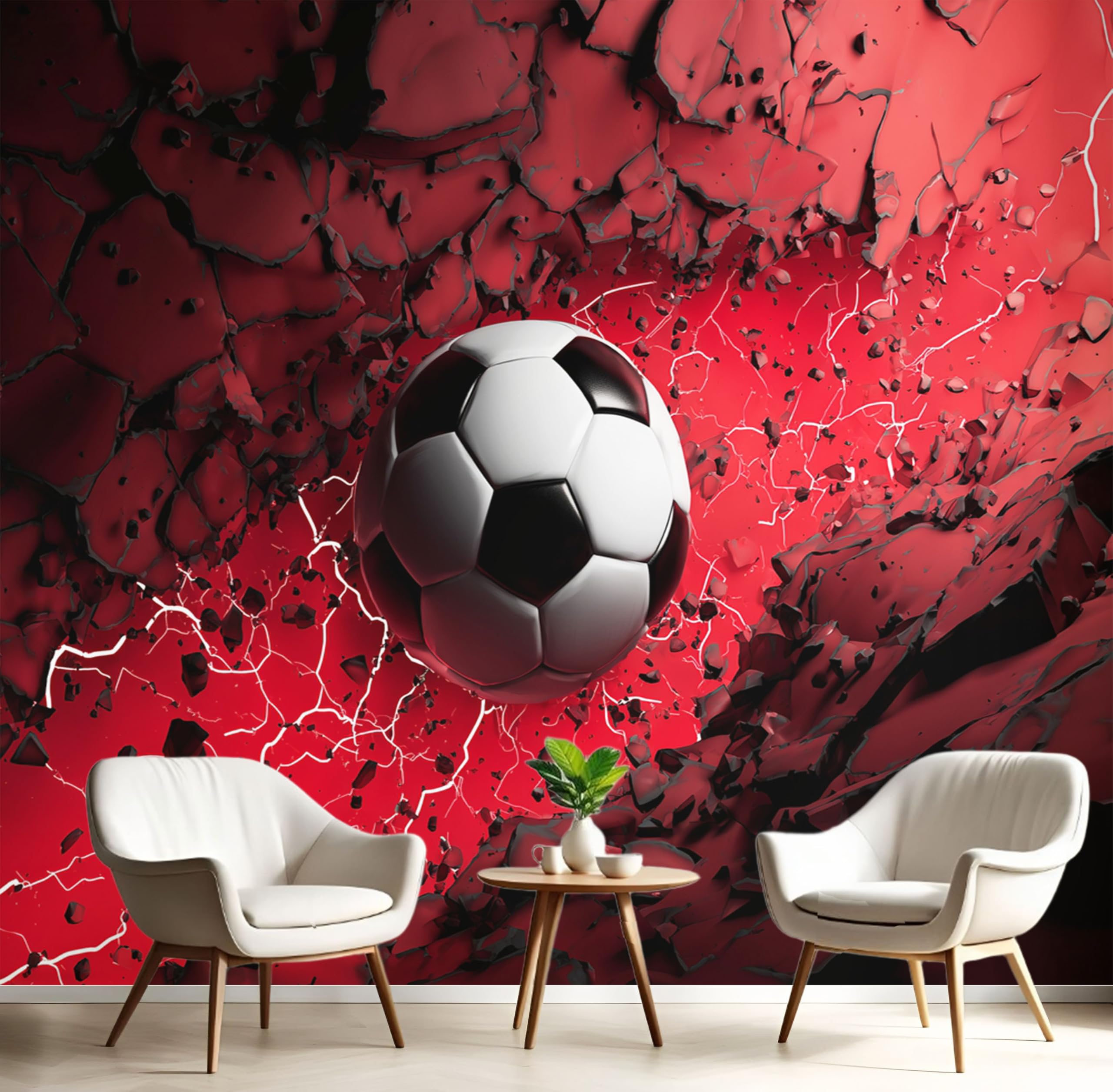 Papier peint panoramique football 3D pour chambre ado dynamique