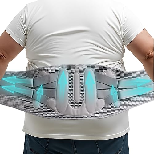King Mills Soporte de espalda de talla grande para hombre, espalda baja, transpirable y cómodo, soporte lumbar grande para espalda baja, barras de
