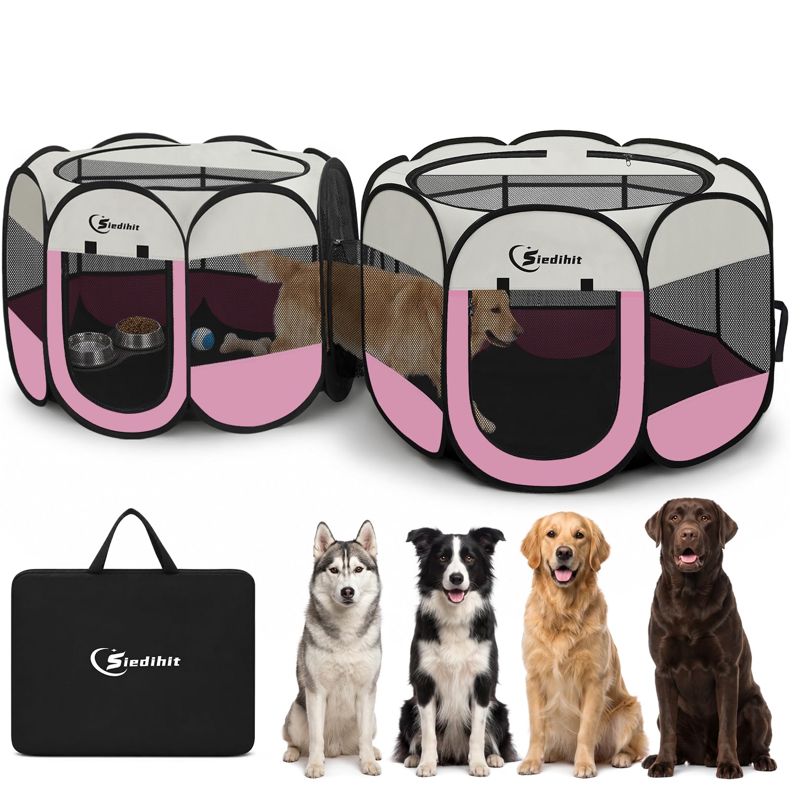 Dog Cat Playpen 2-in-1 Indoor Outdoor for Puppy Pet Recovery After Surgery