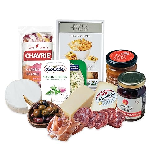 The Cheese Lover Shop Kit de vacaciones, plato de queso con 5 quesos gourmet y 6 acompañamientos, juego de regalo de muestra de queso