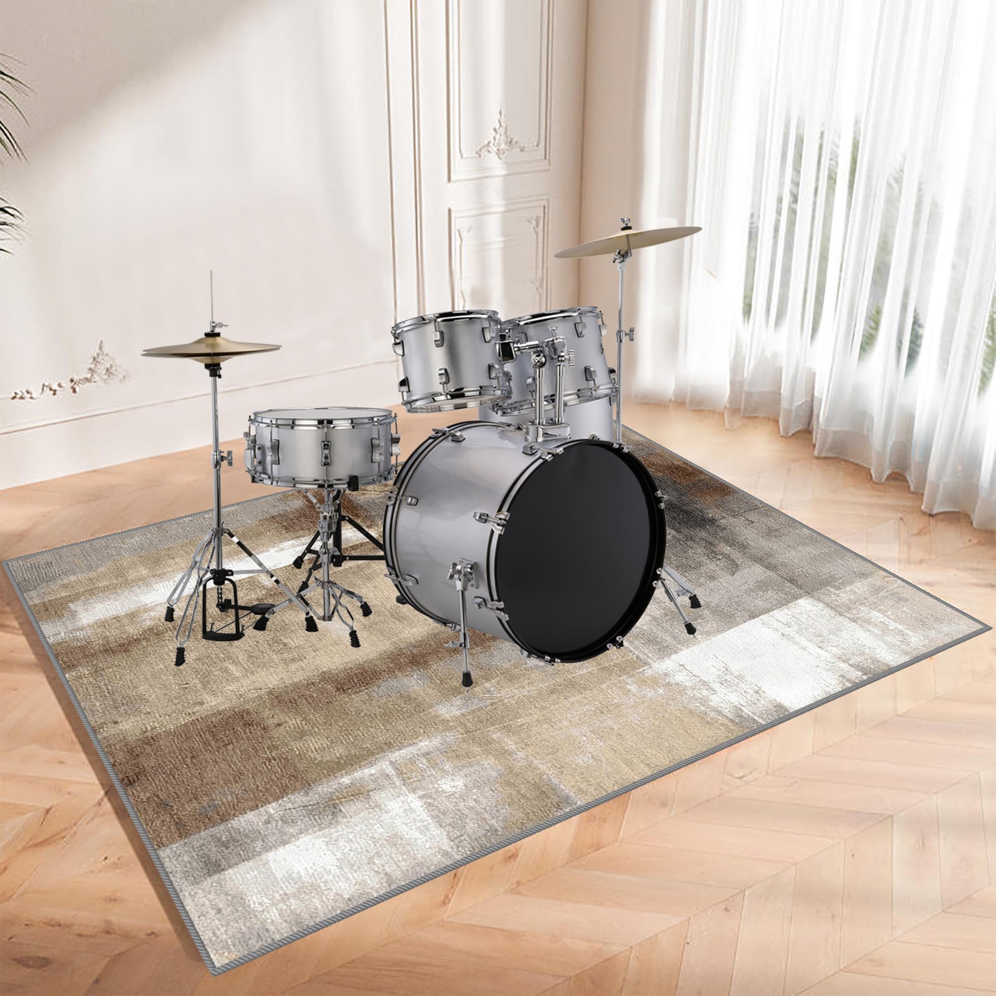 Alfombras Bateria Insonorizada Alfombra Bateria Electronica Antideslizante Antivibracion Alfombrilla de Tambor para Baterías Acústico Caja Bombo y Instrumentos Musicales 140 x 100 cm
