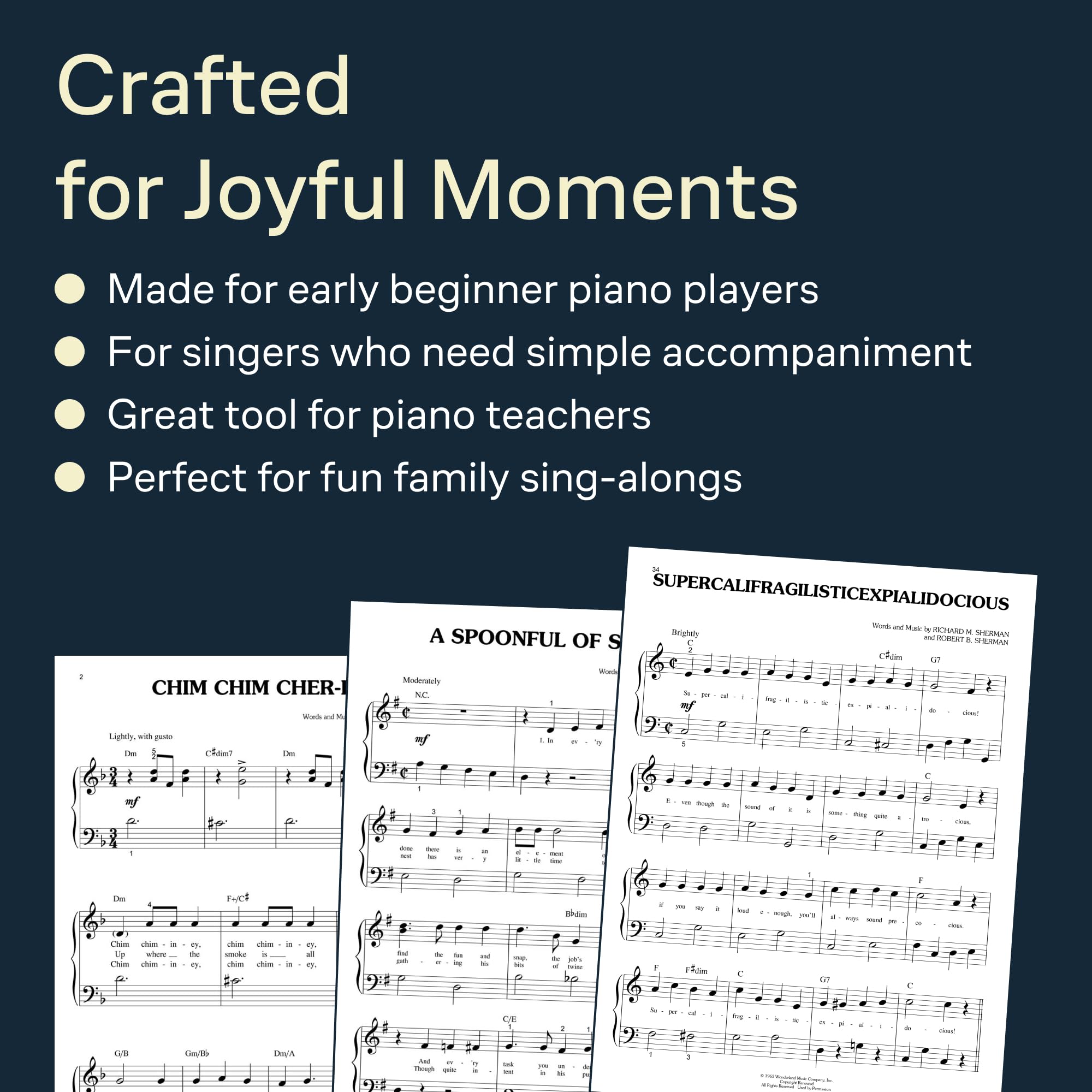 Mary Poppins – Big Note Piano Songbook | 11 Classic Songs from the Disney Movie with Easy Arrangements and Lyrics | Hal Leonard Sheet Music for Beginners and Advanced Players