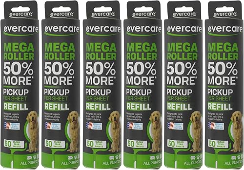 Evercare Paquete de 6 repuestos de rodillo para mascotas de superficie grande de 10 pulgadas de ancho, 50 hojas cada uno (300 hojas en total)