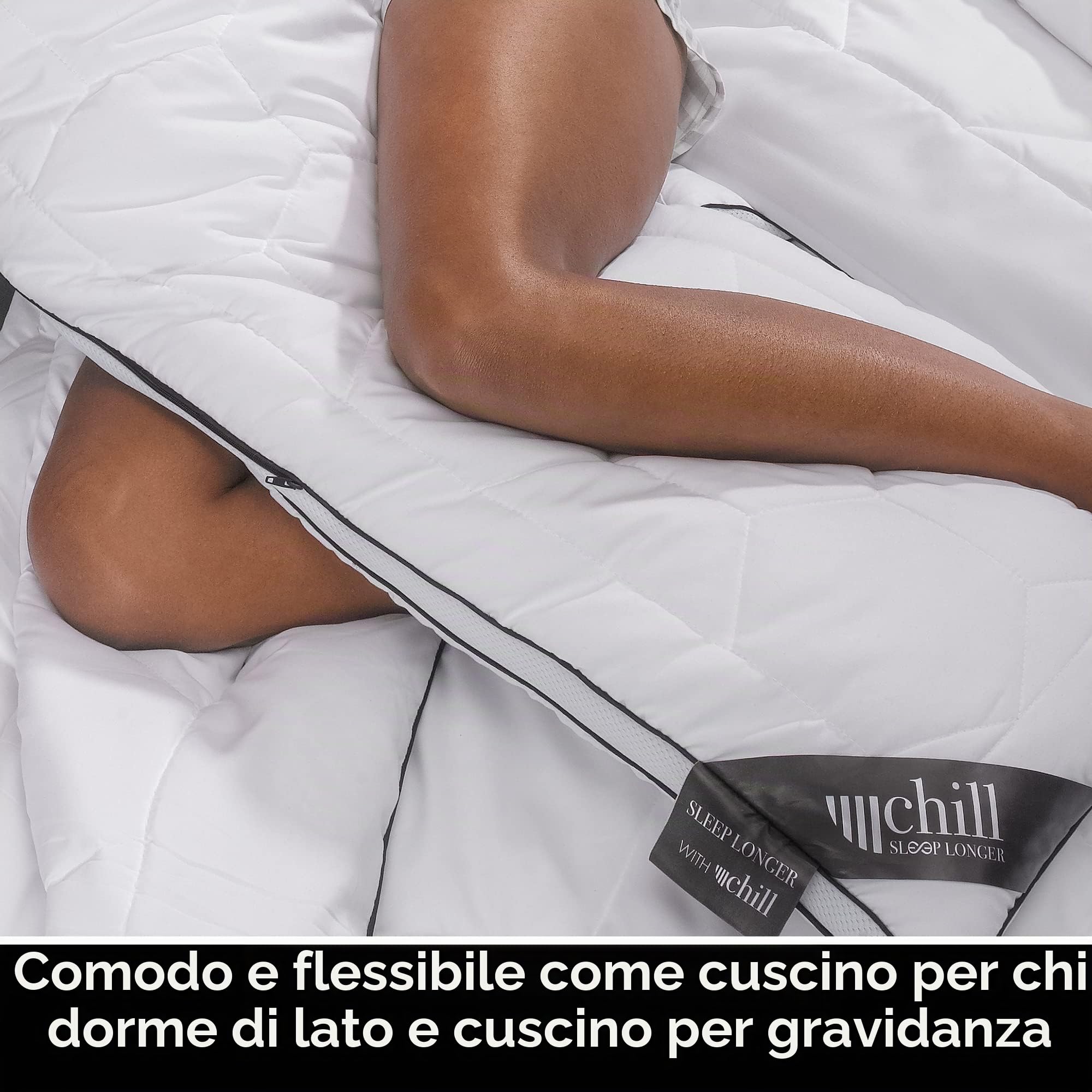 Cuscino per Dormire di Lato 40x145 cm – Cuscino Gravidanza Lavabile e Traspirante – Cuscino Lungo Ergonomico con 800g di Imbottitura – 100% Vegano