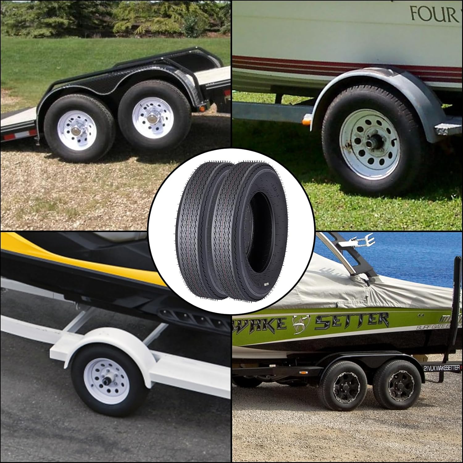 5.30-12 Trailer Tires Heavy-Duty Radial 2-Pack - 6-Ply Load Range C, 475 lbs Capacity @ 80 PSI, All-Weather Deep Tread for Utility, Boat, Camper & Cargo Trailer Replacement