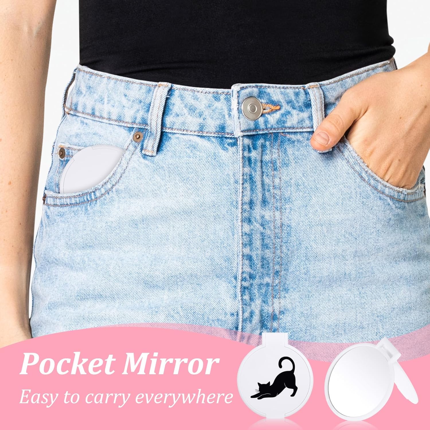 Molain 72 Pcs Mini Compact Mirrors Bulk, Portable Round Folding Makeup Mirror Set for Purse Travel Women Daily Use White