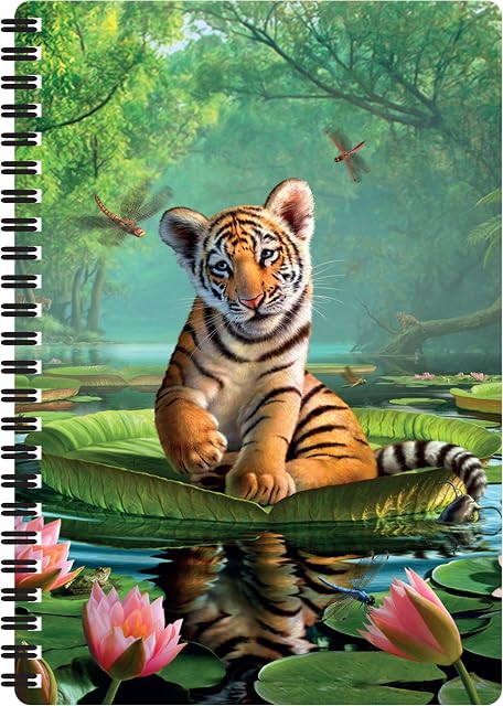 3D LiveLife A5 Notebook - Tiger Lily from Deluxebase. 80 Page Lenticular 3D Tiger Notebook. Superb School or Office Stationery with Artwork Licensed from Renowned Artist Jerry LoFaro