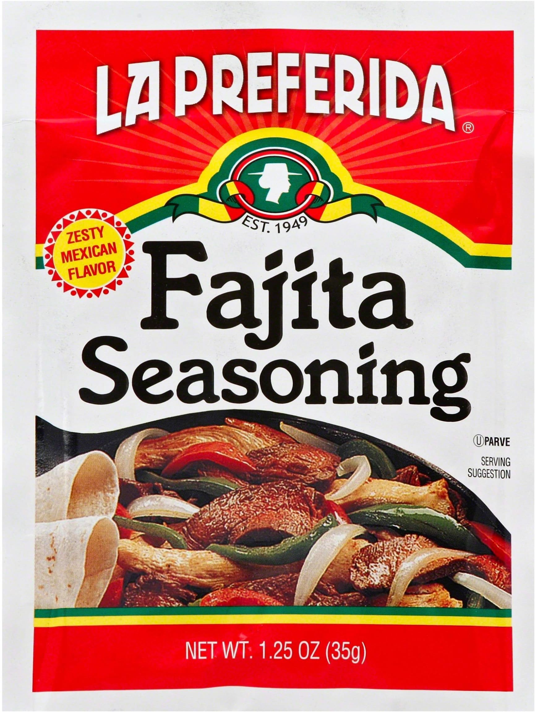 Fajita Seasoning Mix (Bold Tex-Mex Spice Blend) for Chicken, Veggies & Steak – No MSG, No Artificial Flavors or Preservatives, 1.25oz. (Pack of 6)