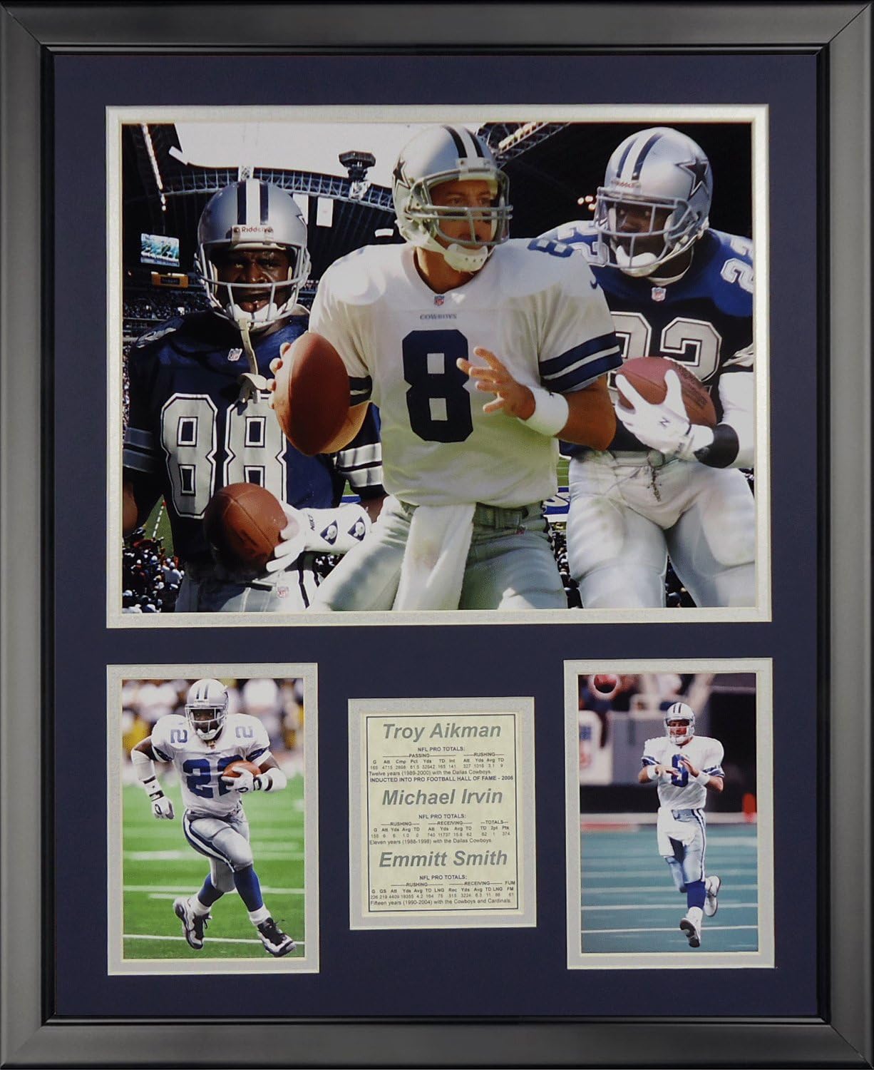 Legends Never Die Dallas Cowboys Aikman & Irvin & Smith Framed Photo Collage, 16" x 20"