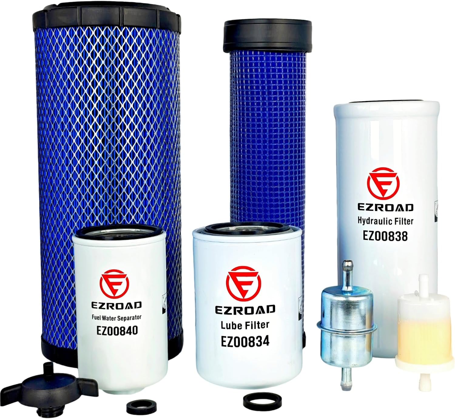 Maintenance Filter Kit Compatible with Case 60XT 40XT 85XT 75XT Skid Steer Loader 222425A1 222429A1 D139225 J908616 J931062 N9025 Outer Inner Air Lube Fuel In-Line Water Separator Hydraulic