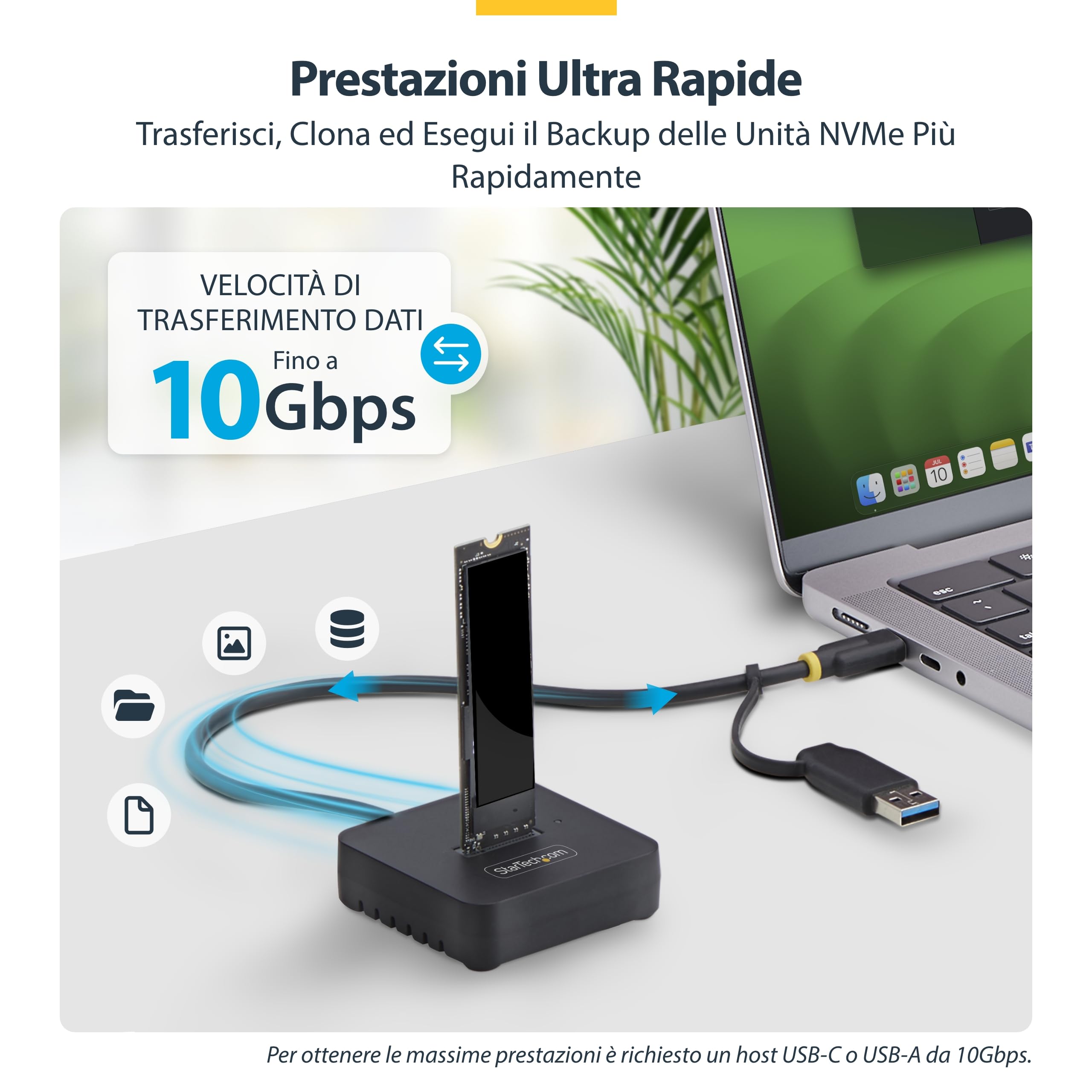 StarTech Dock USB-C/USB-A a SSD M.2 NVMe, 10Gbps, Senza Attrezzi