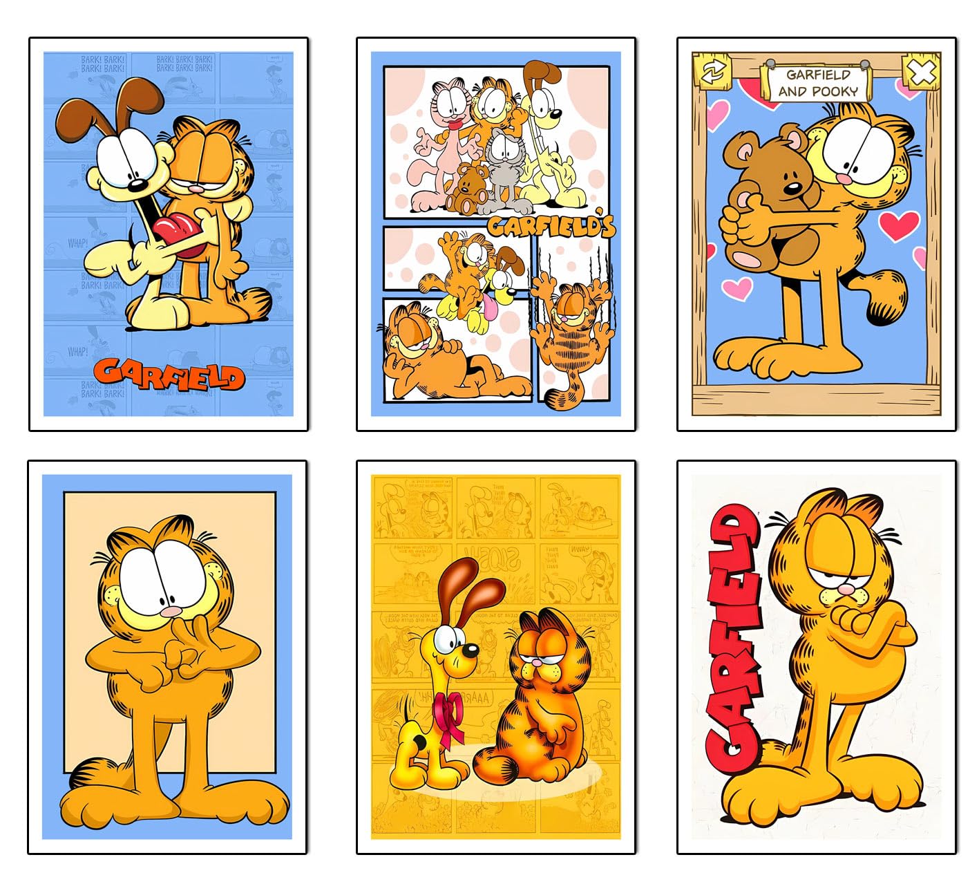 Tableaux Garfield lot de 6 en bois pour habiller un mur vide décoration salon et chambre