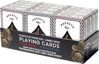 Regal Games [12 Decks Rocket Jumbo Playing Cards - Contains 6 Red & 6 Blue Decks, 310 GSM Paper, 2.5" x 3.5" Plastic Coated Cards with Extra Large Print