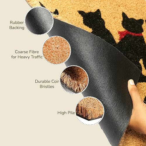 Miniatura 4 de Tapete de bienvenida de fibra de coco con respaldo de PVC antideslizante, tapete para interiores y exteriores, para el hogar y la oficina, tapete