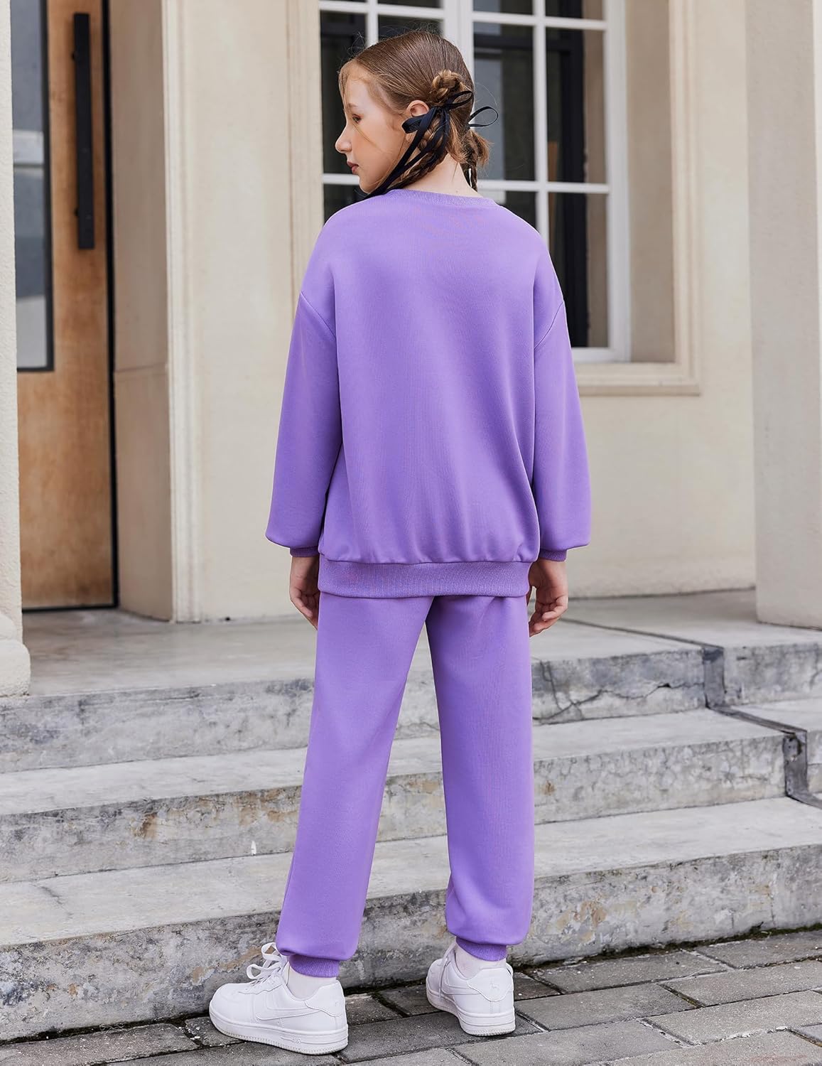 Arshiner Girls Clothes 2 Piece Fashion Fall Outfits Oversize Pullover Sweatshirt and Sweatpant Sweatsuit Sets with Pockets - Image 4