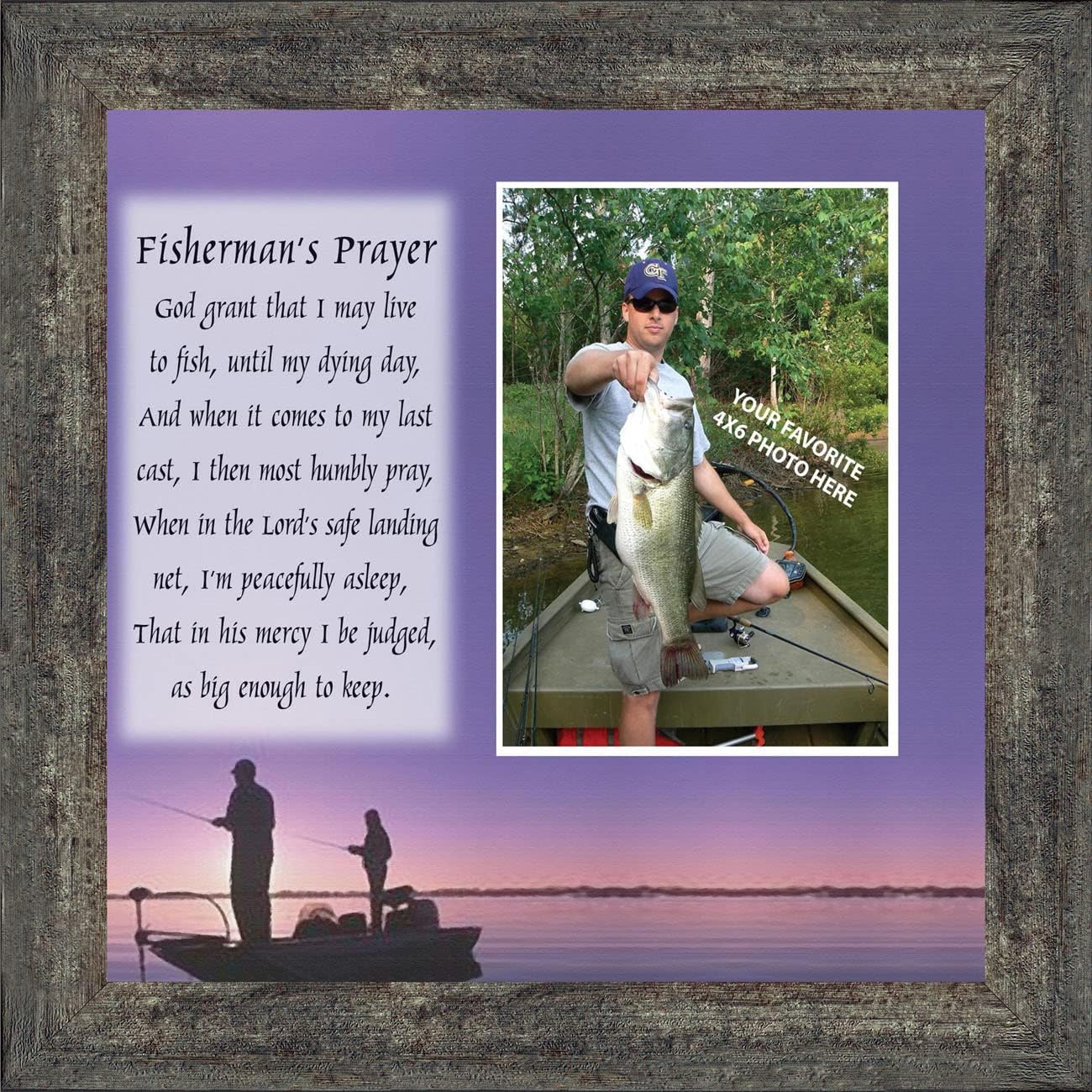 Crossroads Home Décor Fisherman's Prayer, Personalized Fishermen's Gifts, Fishing Decor Picture Frame 9701BW