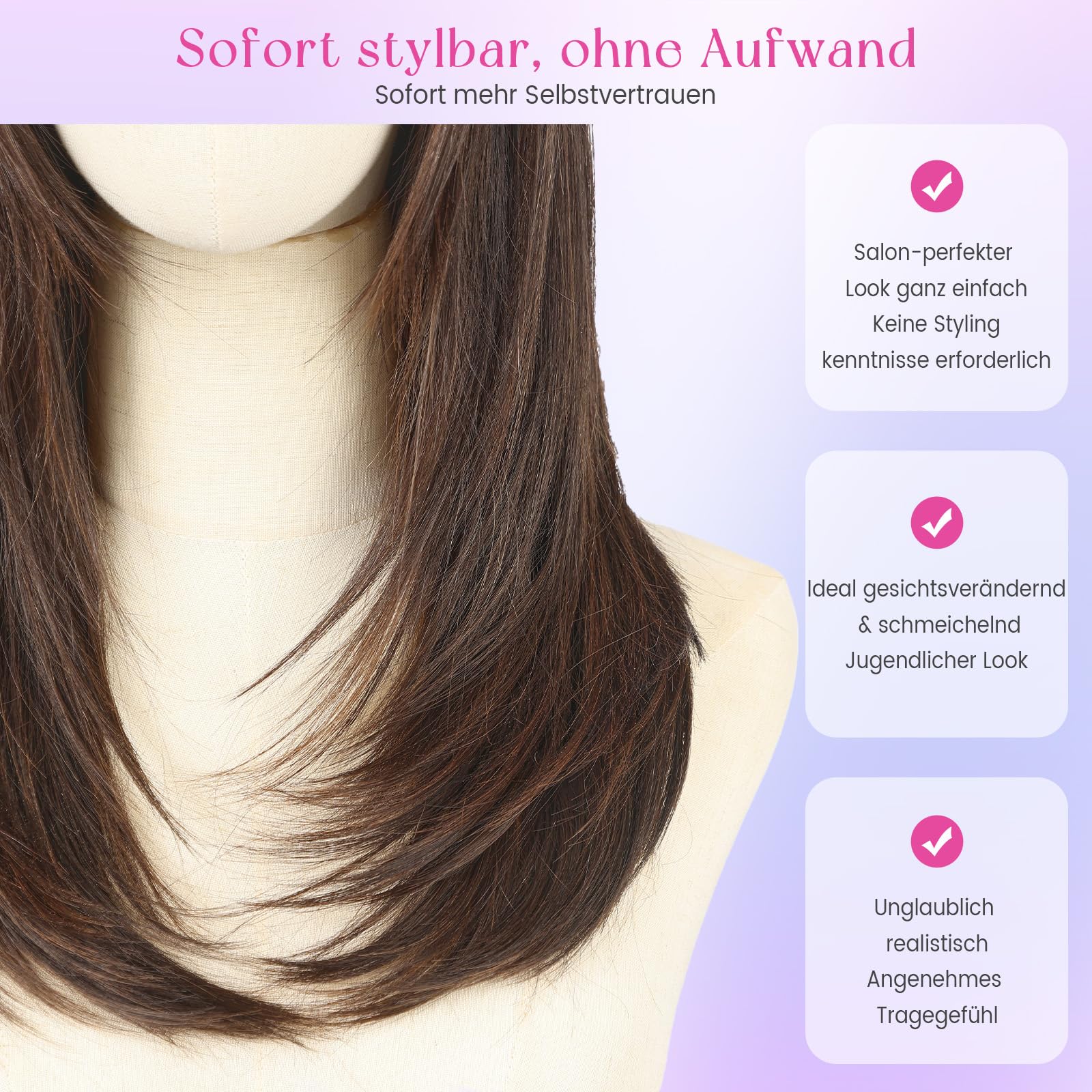 Testar 13x4 Lace Front Perücke Braun Synthetik Gerades Haar Hitzebeständig 20 Zoll