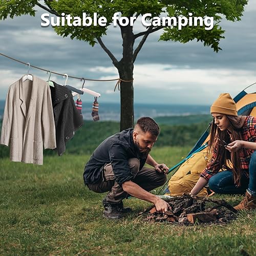 Miniatura 3 de Paquete de 2 perchas de viaje, perchas plegables, perchas plegables portátiles, ligeras y duraderas con clips para ropa y calcetines, gris y verde