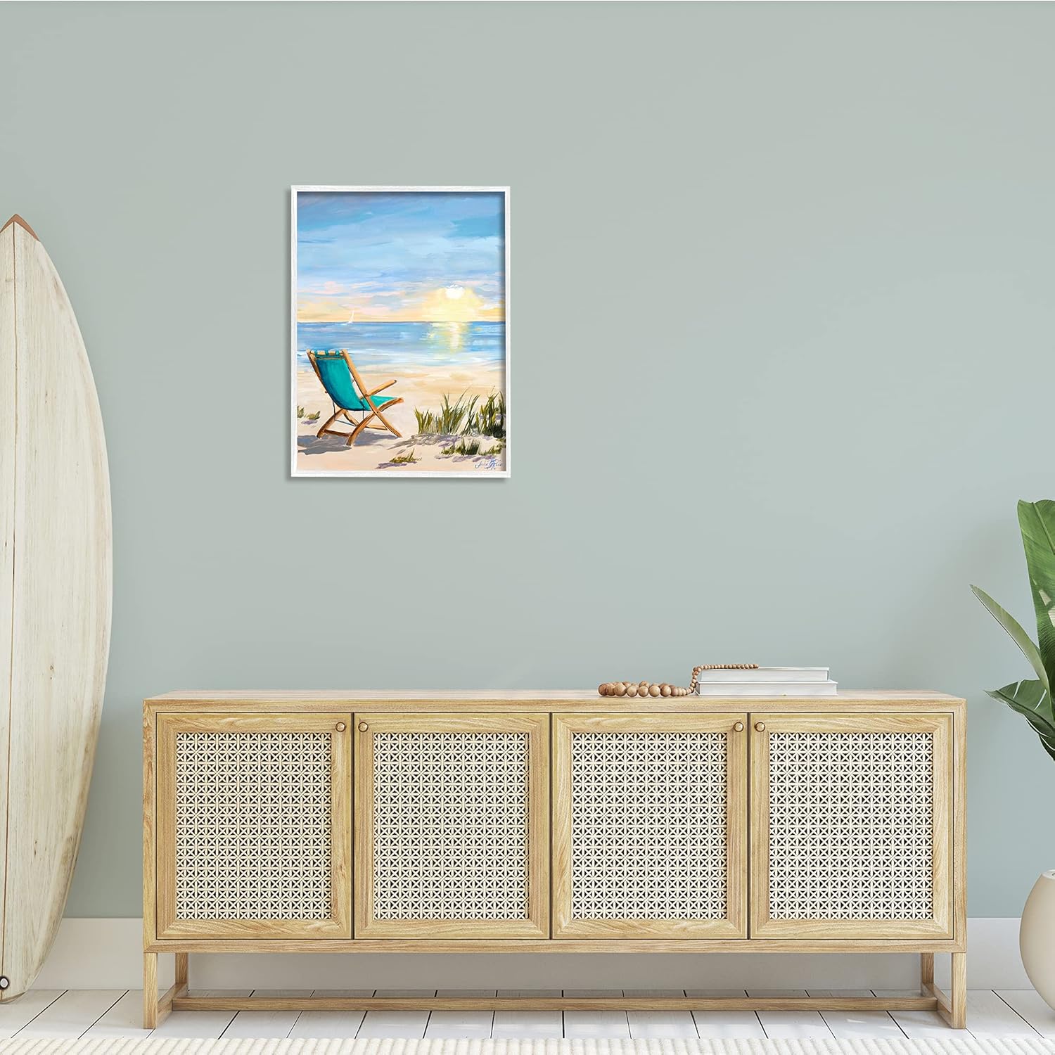 Stupell Industries Folding Chair Sunset Beach Landscape Summer Ombre Sky