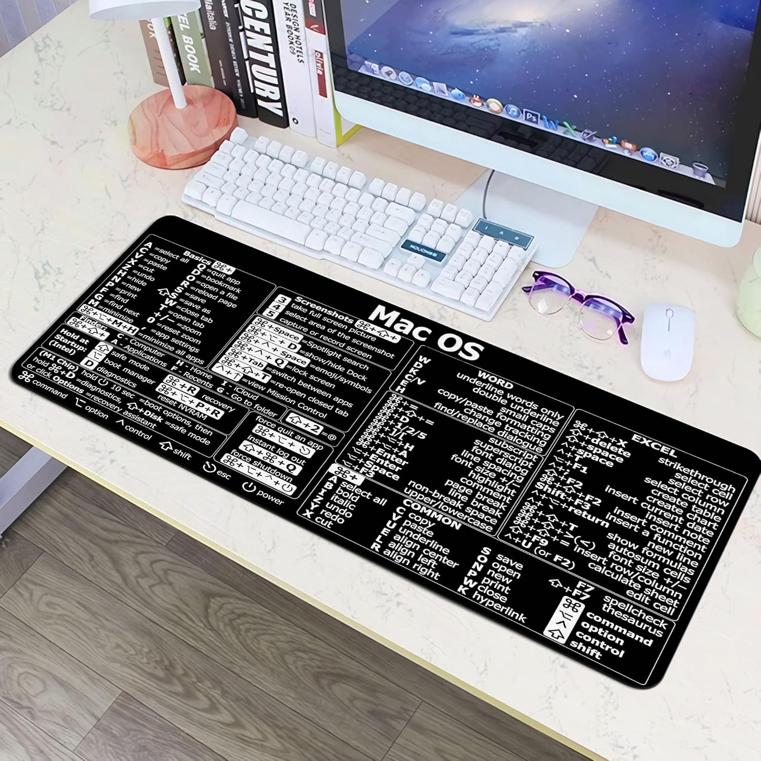 Mac os Shortcuts, Word/Excel (for Mac) Mouse Pad, Mac OS Candlesticks Reversal Indicators Mouse mat, Chart Patterns, Stock Market Day Trader Crypto Gift Trader Investor Gift Desk Mat Large Gaming KMH