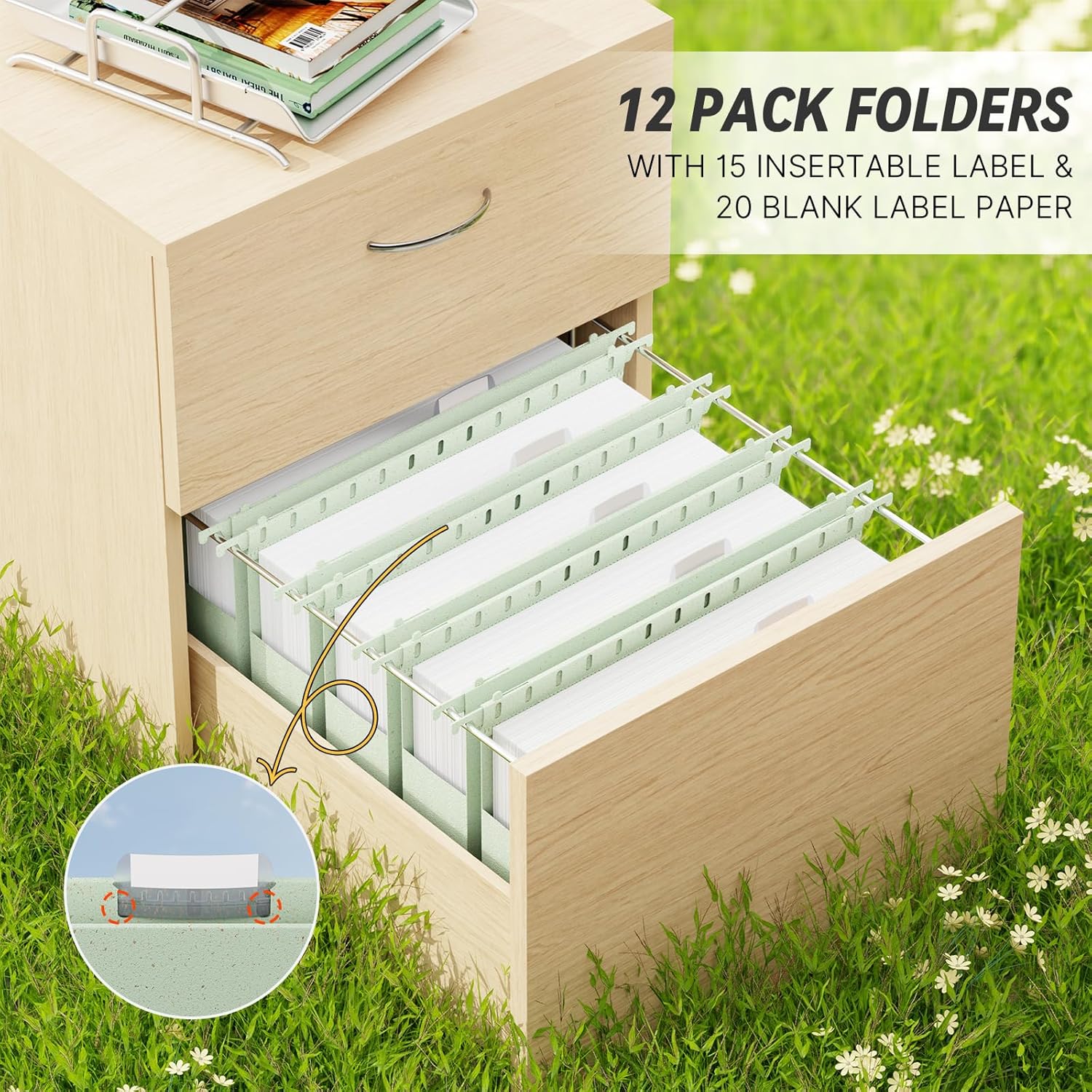 XINGIA Extra Capacity Wheat Straw Hanging File Folders Legal Size,2 Inch Expandable Plastic Hanging File Organizer,12 Pack Heavy Duty Hang Folders for Filing Cabinet,Bulky Files(Morandi Green)