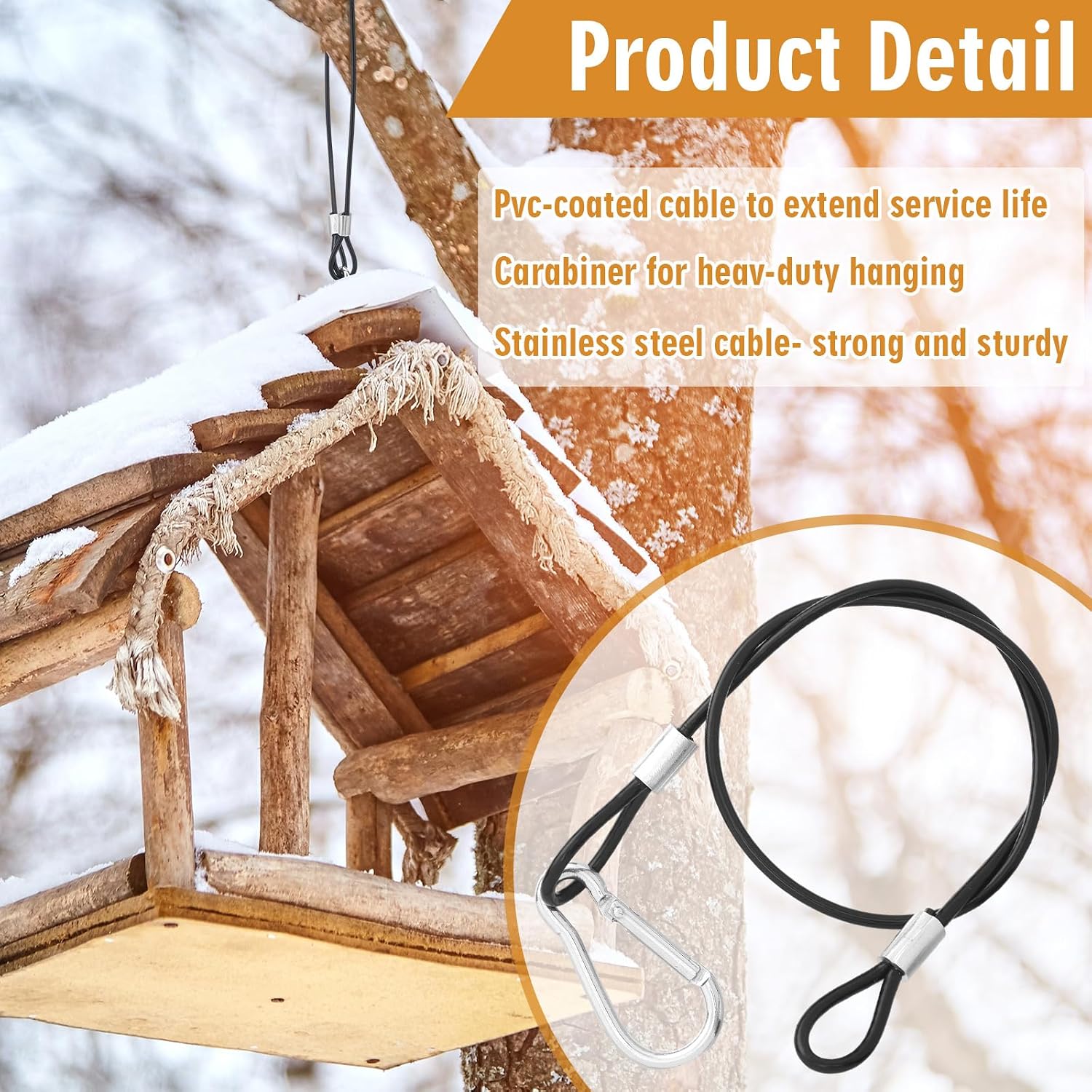 4 Pcs Wire for Bird Feeder Hook 18in Hanging Cable with Hook image 3