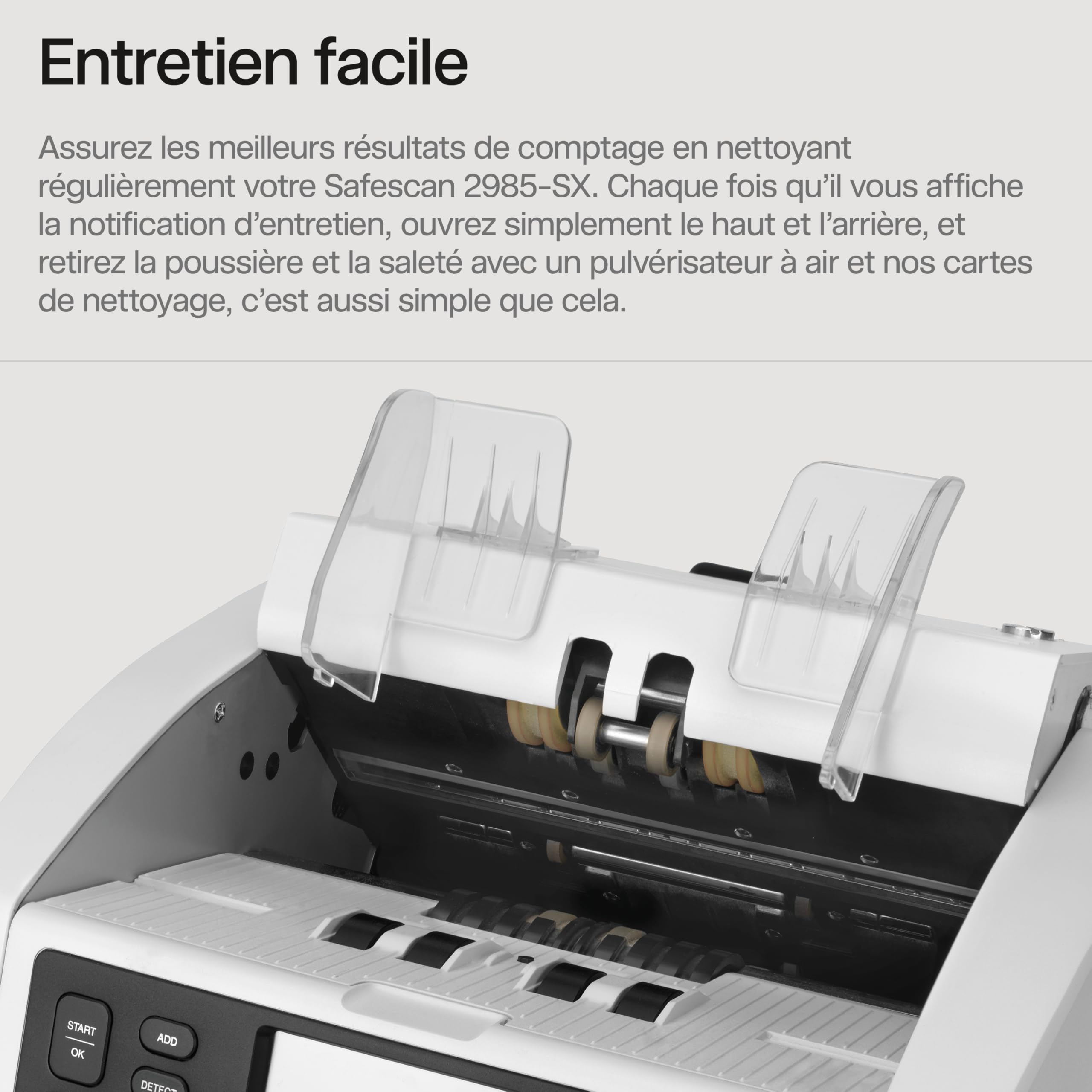 Safescan 2985-SX compteuse de billets valorisatrice qui compte et trie les billets mélangés - Compteur de billets avec détection de faux billets sur 7 points - Compteuse de billets avec option de tri