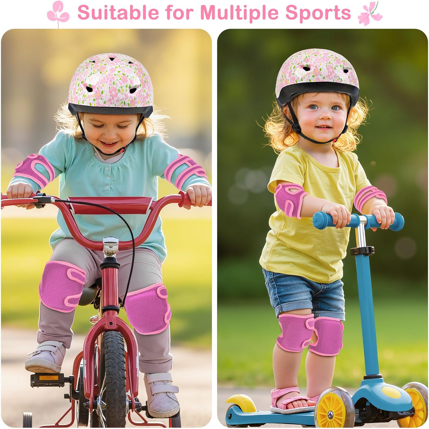 Toddler Helmet, Baby Infant Bike Helmet with Toddler Knee Pads and Elbow Pads Set for Kids 1-3 Years, Adjustable Baby Bike Helmets for Scooter Bicycle