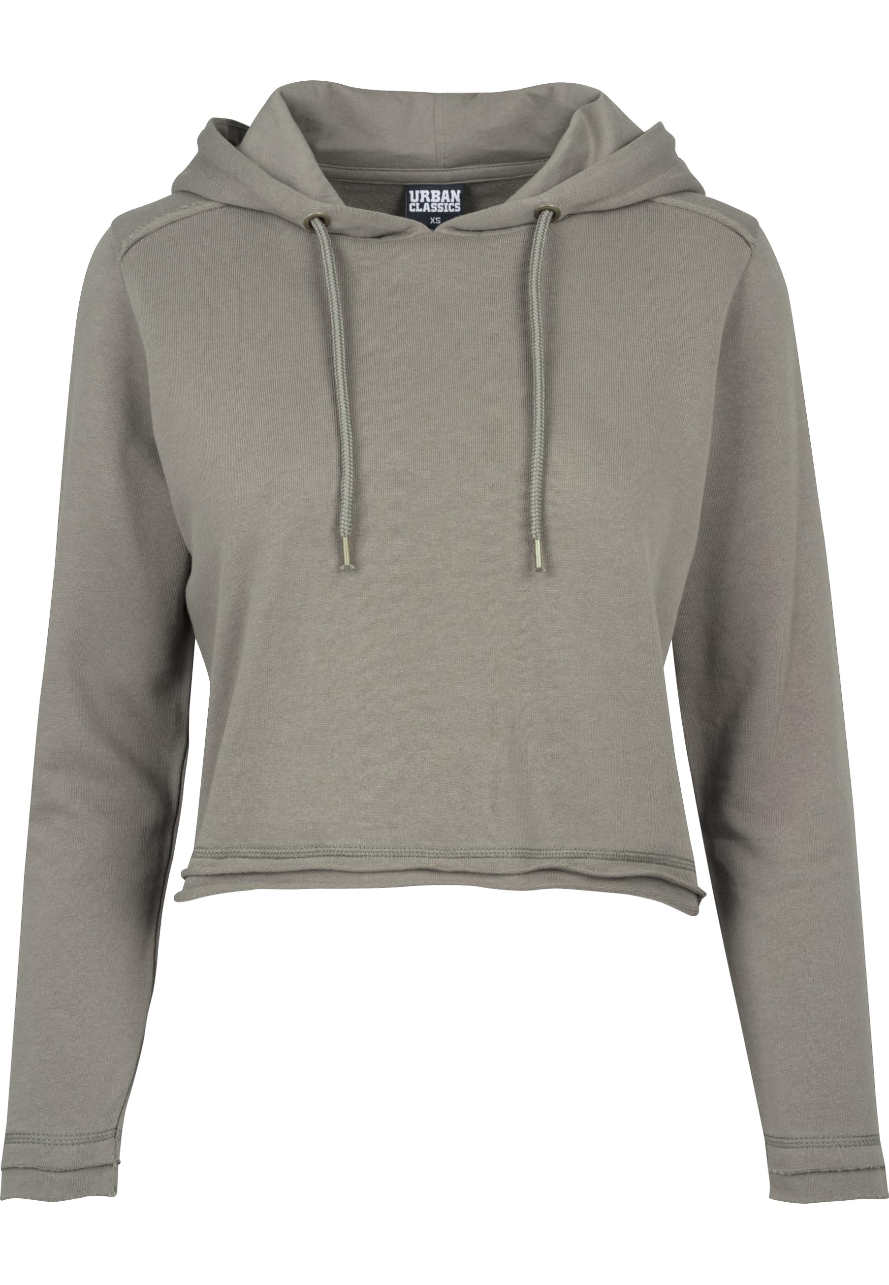 Urban Classics Women's Cropped Terry Hoodie Hooded Sweatshirt, Army Green, S