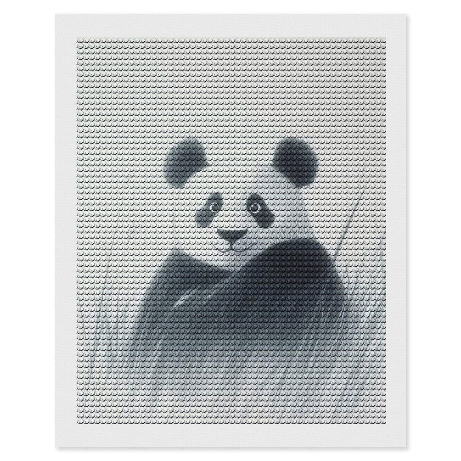 Junmoney Smiling Panda in Grass Diamond Painting Set 16"x20", Modern Decor, for Beginners, Printed Canvas, Thoughtful Handmade Gift, with Tool Kit