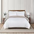 Majestic Giftware Madison Linen 8 Pcs Full Size Duvet Bedding Set (BL54-F) | Normandy - Taupe 400 TC 100% Cotton Sateen | 2 Fitted Sheets, 2 Duvets, 4 Pillowcases - Noble Collection