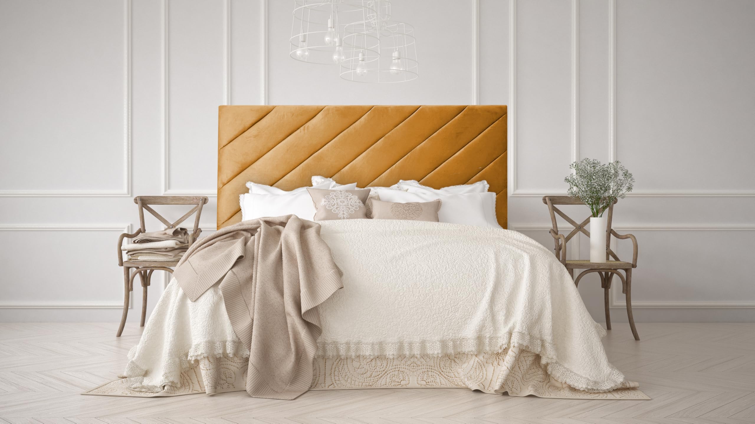 Sophia Plush Velvet 24" 3FT-4FT-4FT6-5FT-6FT (Mustard, 4FT 6" Double)