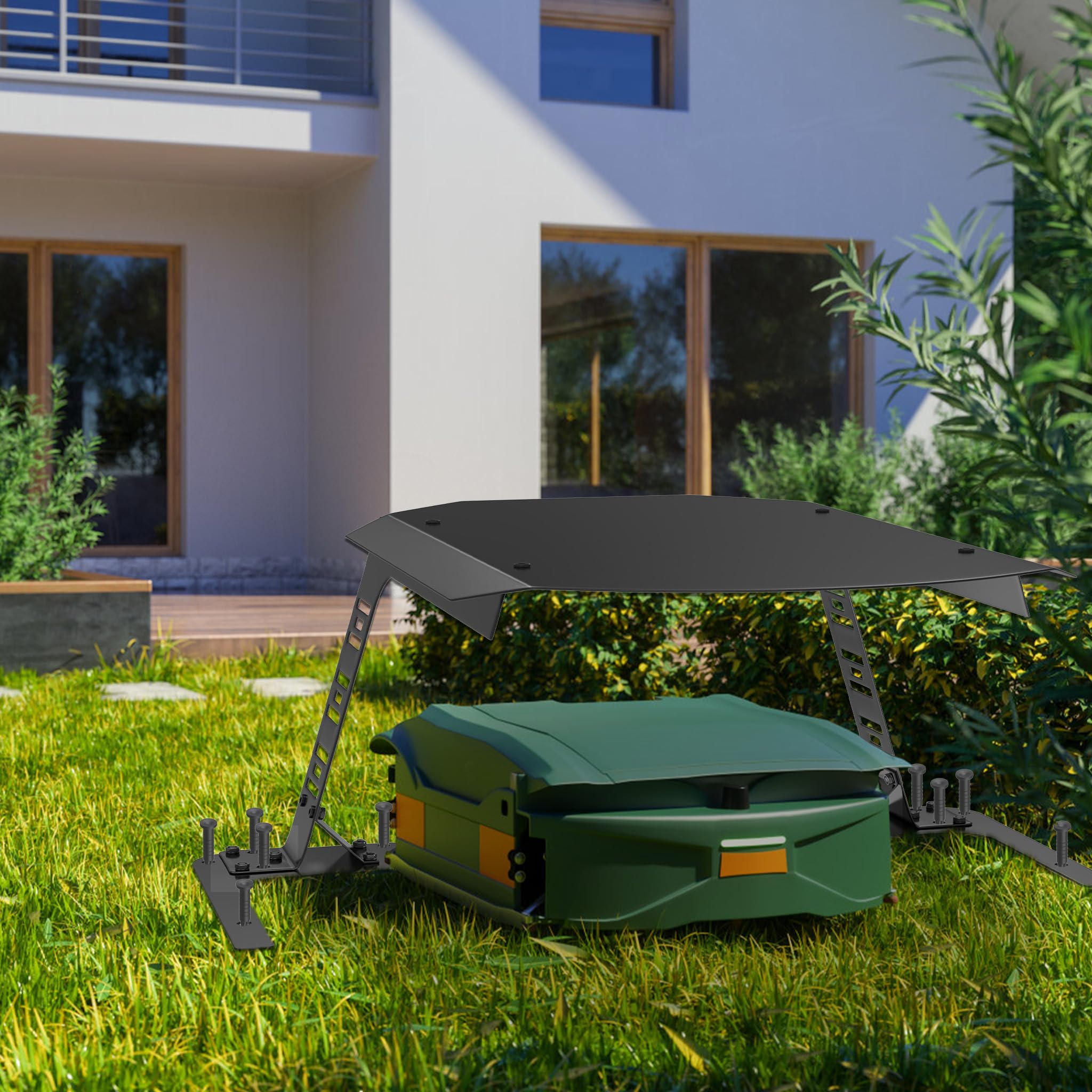 LZQ - Tettoia stabile per robot tagliaerba in ferro - Tetto robusto per robot tagliaerba e Landroid - Resistente alle intemperie, protezione UV, 77x94x36 cm